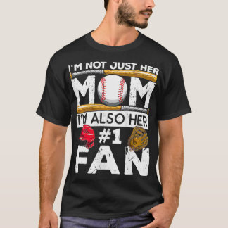 T-shirt Femmes Baseball Maman Son Numéro 1 Ventilateur Vin