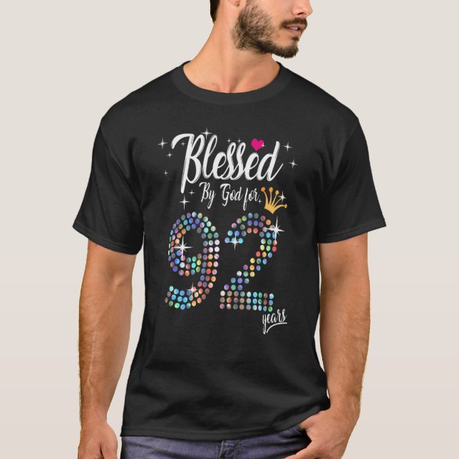 T-shirt Femmes bénis par Dieu pendant 92 ans 92e anniversa (Devant)