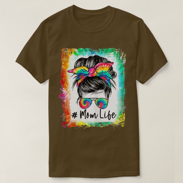 T-shirt Femmes Bleached Maman Vie Messeuse Bun Chêne Lunet (Design devant)