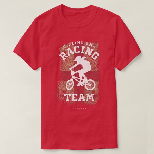 T-shirt Femmes BMX Vélo Géorgie Drapeau Vélo vélo Course (Design devant)