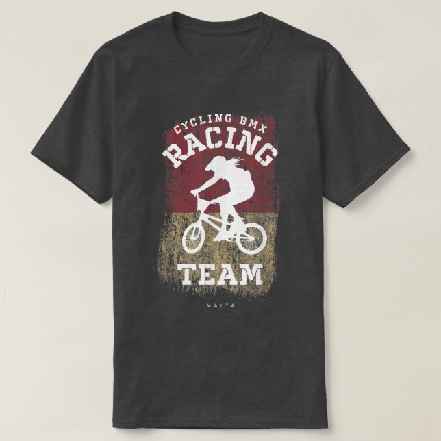 T-shirt Femmes BMX Vélo Malte Drapeau Vélo Course B (Design devant)