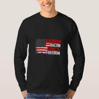 T-shirt Femmes Bourbon Bacon & Freedom USA Drapeau América