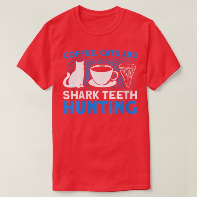 T-shirt Femmes Café Chats Et Dents De Requin Chasse Dent H (Design devant)