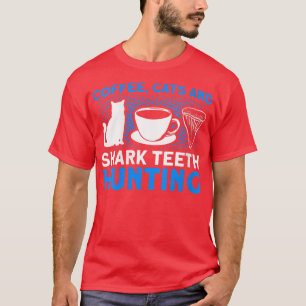 T-shirt Femmes Café Chats Et Dents De Requin Chasse Dent H