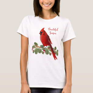 T-shirt Femmes cardinales rouges de saison des vacances de