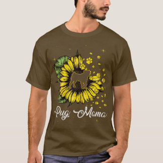 T-shirt FEMMES Carlin mignon Mama Tournesol Chien Maman Fê