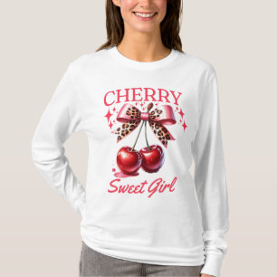 T-shirt femmes cerise vintage et arc rose