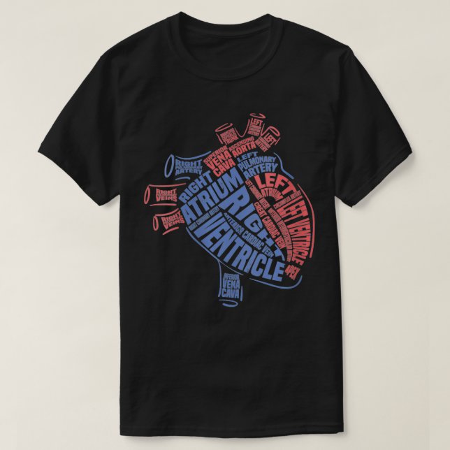 T-shirt Femmes Coeur anatomique Médicale parties du Coeur  (Design devant)
