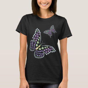 T-shirt Femmes de diamant de Butterflys de fausse pierre