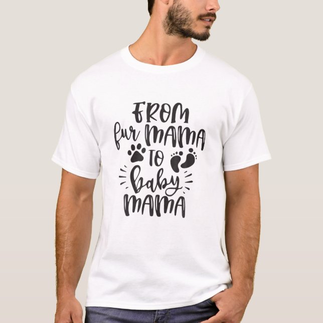 T-shirt Femmes De Fur Mama À Bébé Mama Grossesse Announ (Devant)