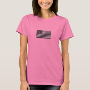 T-shirt Femmes de gris de Camo de drapeau américain de