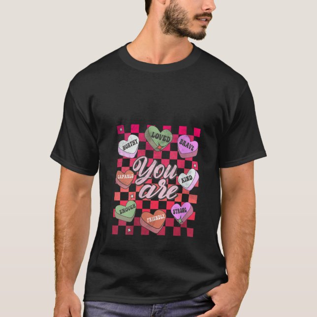 T-shirt Femmes Drôle Enseignant Valentines Positif Affirma (Devant)