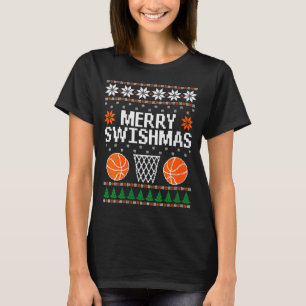 T-shirt Femmes drôle Merry Swishmas Xmas Basket-ball laid 