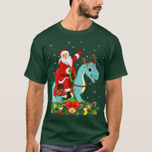 T-shirt Femmes Drôle Père Noël équitation Brontosaurus Din