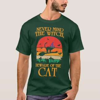 T-shirt FEMMES Effrayant Halloween design balai drôle chat