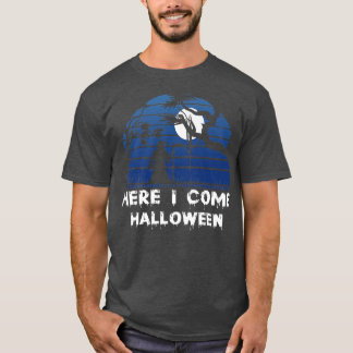 T-shirt FEMMES Effrayant Halloween design balai ici Je vie
