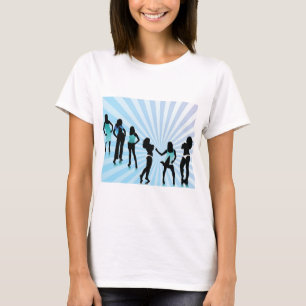 T-shirt Femmes élégantes Silhouettes Bleu sarcelle Mode