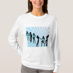 T-shirt Femmes élégantes Silhouettes Bleu sarcelle Mode
