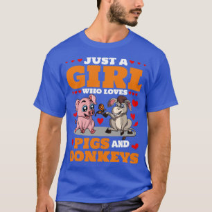 T-shirt Femmes élevant l'âne fermier filles ferme animal p