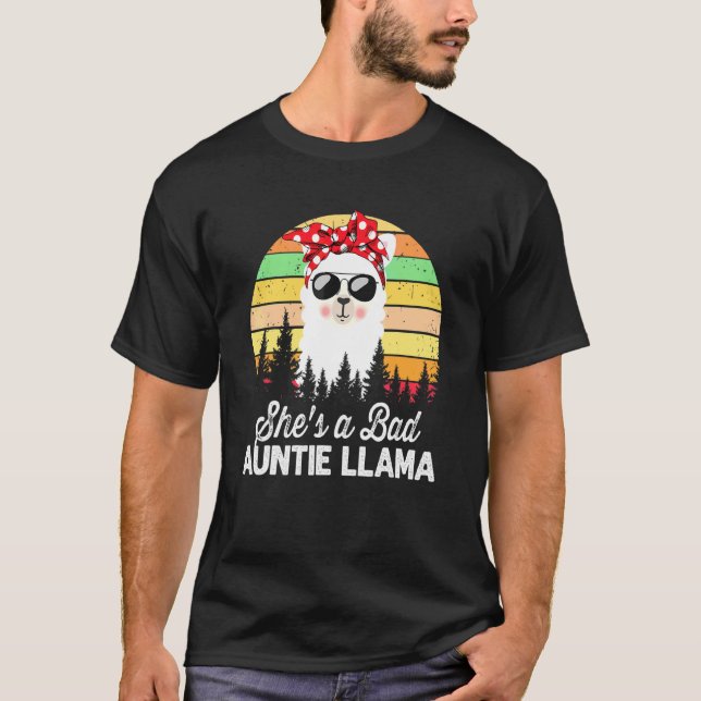 T-shirt Femmes Elle est une mauvaise tante Llama Mama Vint (Devant)