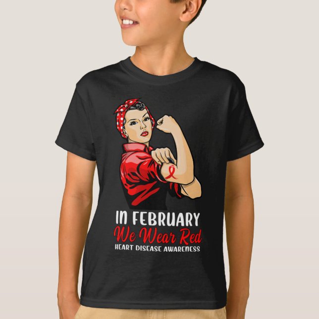 T-shirt Femmes En Février Nous Portons Rouge - Maladie Car (Devant)
