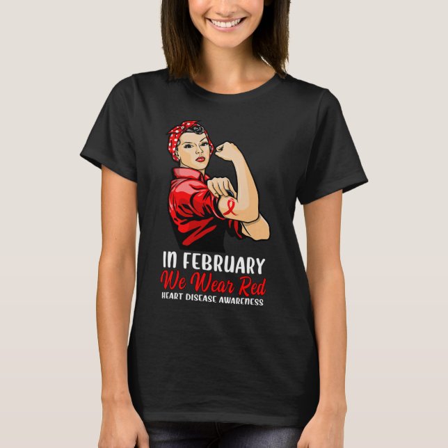 T-shirt Femmes En Février Nous Portons Rouge - Maladie Car (Devant)