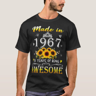 T-shirt Femmes Fabriquées En 1967 Tournesol 55e Anniversai