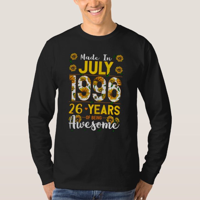 T-shirt Femmes Fabriquées En Juillet 1996 26 Ans 26 Ans (Devant)