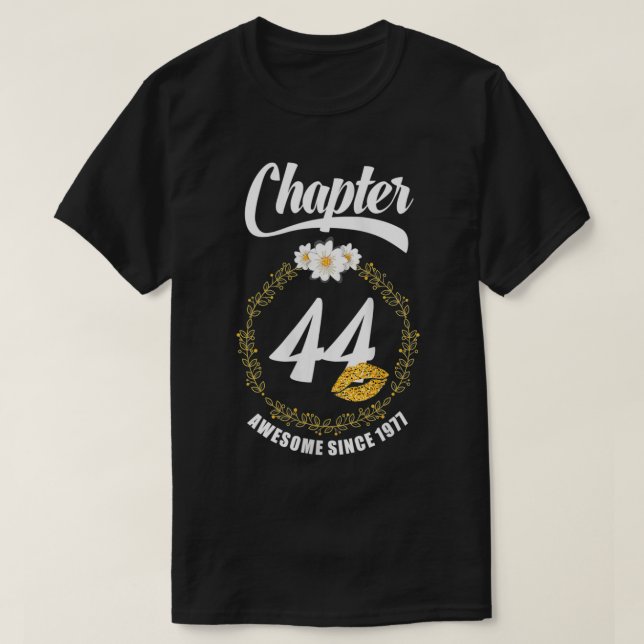 T-shirt Femmes Femmes 44e anniversaire Lèvres 1977 Chapitr (Design devant)