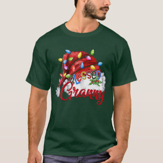 T-shirt Femmes Femmes Béni Granny Santa Hat Noël Lumière