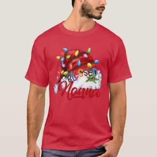 T-shirt Femmes Femmes Béni Nonna Santa Hat Lumière de Noël