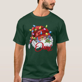 T-shirt Femmes Femmes Béni Omi Santa Hat Noël Lumière893