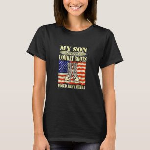 T-shirt Femmes Femmes Mon Fils Porte Des Bottes De Combat 