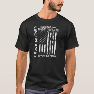 T-shirt Femmes Fier Mère Rouge Vendredi Soutien Militaire 