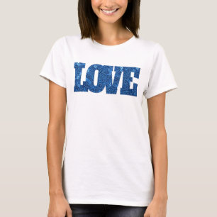 T-shirt Femmes Filles Aimer Séquins Bleus