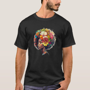 T-shirt Femmes Fleur Afro Black Femmes Africaines Américai