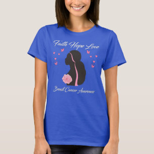 T-shirt Femmes Foi Espoir Amour Respiration Cancer du sein
