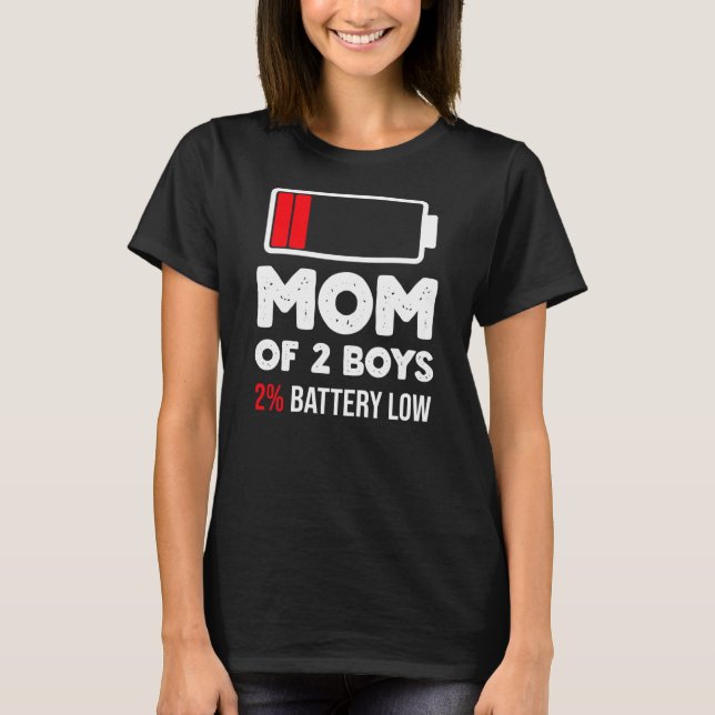 T-shirt FEMMES Funny Maman de 2 Garçons citation de Fils M (Devant)