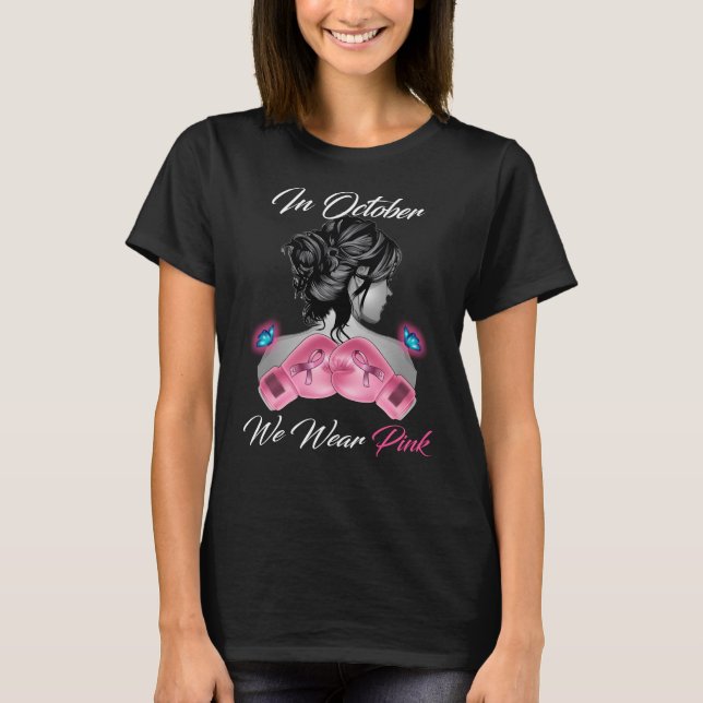T-shirt Femmes Gants Boxe En Octobre Nous Portons Le Sein  (Devant)
