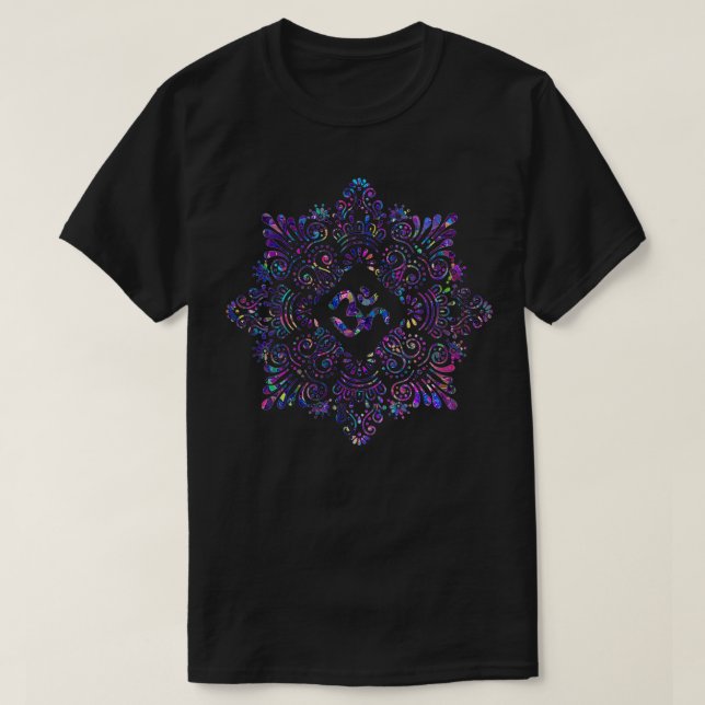 T-shirt Femmes Géométrie Sacrée Mandala Tee Pilates Yoga L (Design devant)