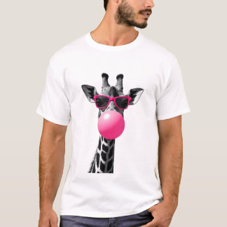T-shirt Femmes Girafe Visage de Girafe avec Lunettes de So