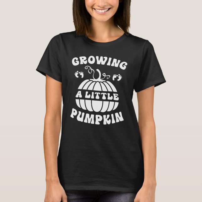 T-shirt Femmes Grossissant Petite Citrouille Grossesse d'H (Devant)