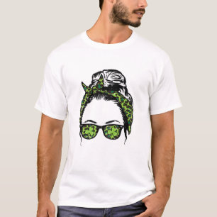 T-shirt Femmes Hairbun Shamrock Saint Paddys St patrick D