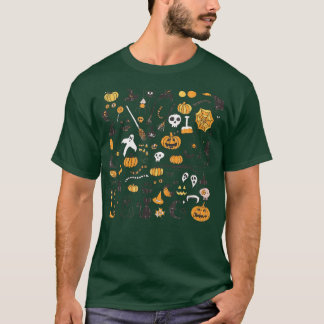 T-shirt Femmes Halloween petits Doodles, sorcière Citrouil