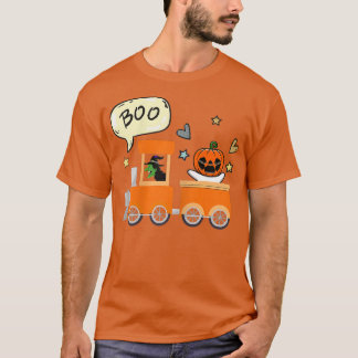T-shirt FEMMES Halloween Train Boo Funny Ghost Citrouille 
