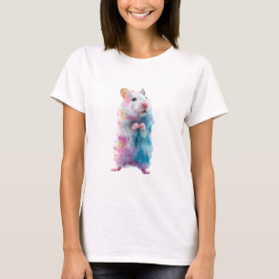 T-shirt Femmes Hamster Galaxie Pastel Éclaboussure Aquarel