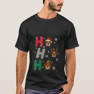 T-shirt Femmes Ho Ho Ho Bouledogue Amoureux des chiens Noë