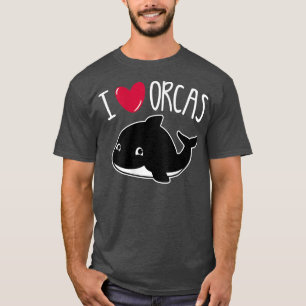 T-shirt FEMMES I LOVE ORCAS Coeur mignonne Bébé tueur Whal