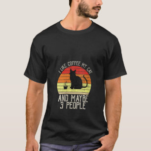 T-shirt Femmes J'Aime Chats Et Café Et Peut-Être 3 Personn