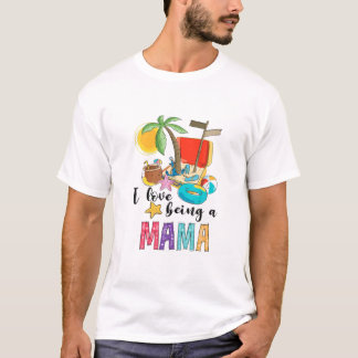 T-shirt Femmes J'Aime Être Une Mama Vibes Été Famille Mat